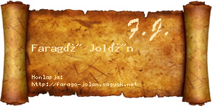 Faragó Jolán névjegykártya